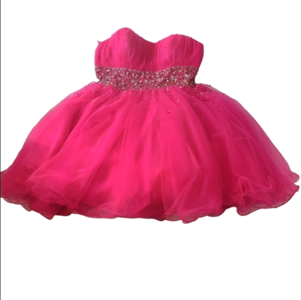 WOW! Prom&Pageant Pink Strapless Dress with Embellished Waist